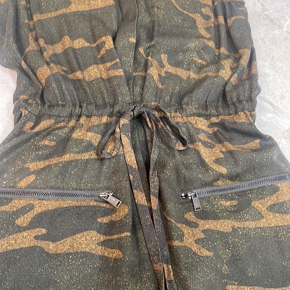 Haute Hippie Camo Dress tunic adjustable waist hidden buttons viscose size xs - Picture 6 of 10